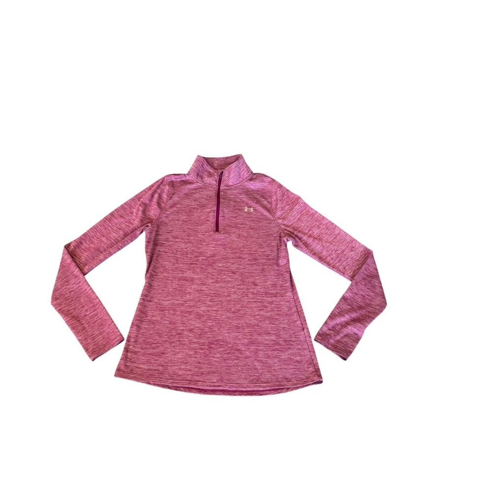Under Armour Womens Pink Space Dye Quarter Zip Pullover Thumbhole Active Top S